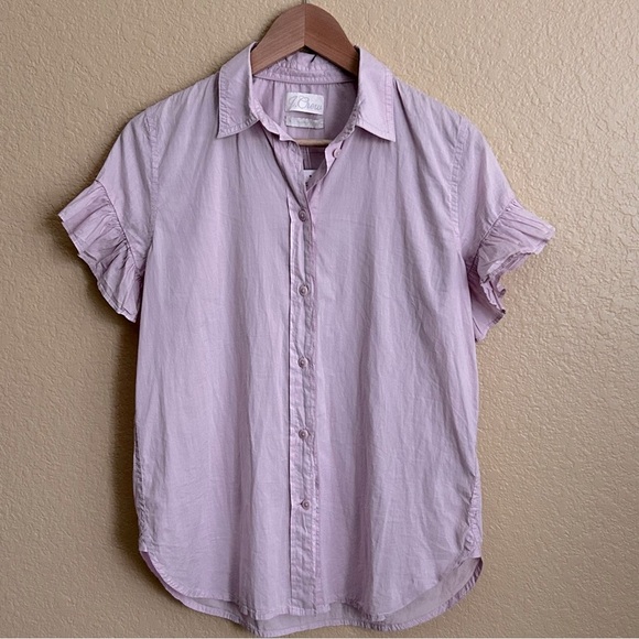 J. Crew Classic Short Sleeve Button Down Cotton Top - Picture 1 of 7
